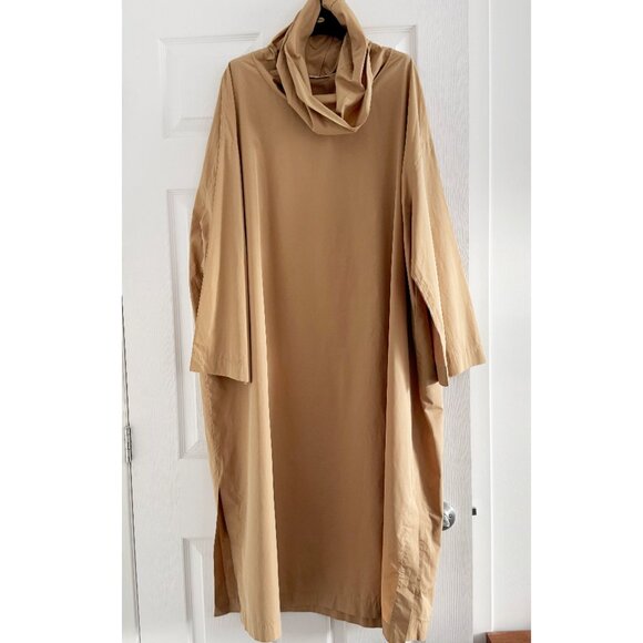 THE ROW "Balsa" Draped Cotton-Poplin Midi Dress in Sand, size Small (fits S-L) - Picture 12 of 12